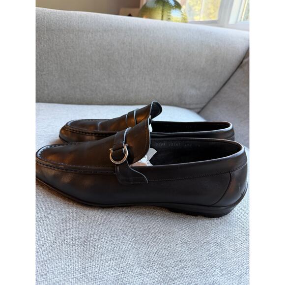 Salvatore Ferragamo Gitano Single Gancia Black Genuine Leather Loafer Men Sz 13 - Picture 6 of 12